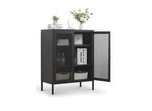 4260360016417 - Mein-regal - Coemo Highboard Mesh aus Metall mit Meshtüren Schwarz - Schwarz