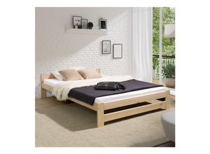 4260360016714 - Coemo - Bett Classico Holzbett Bettgestell mit Lattenrost Massivholz Kiefer Farbe Natur 160 x 200 cm - Natur