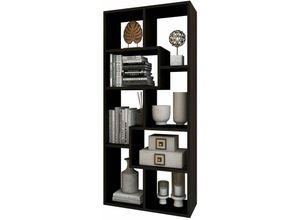 4260360016967 - Bücherregal Sigma aus Holz 8 Fächer modernes Design Schwarz - Schwarz - Coemo