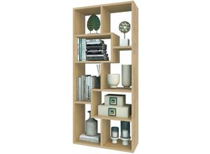 4260360016981 - Bücherregal Sigma aus Holz 8 Fächer modernes Design Natur Sonoma - Natur - Coemo