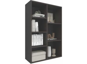 4260360017308 - Bücherregal Twin aus Holz 7 Fächer Anthrazit - Anthrazit - Coemo