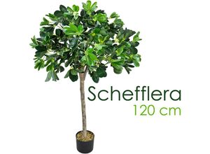 4260360527715 - Schefflera Aralie Strahlenaralie Arboricola Kunstpflanze Kunstbaum Künstliche Pflanze 120 cm Innendekoration Kunst Pflanze wie echt im Topf Decovego