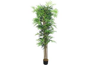 4260360527869 - Bambus Bambus-Strauch Kunstpflanze Kunstbaum Bambusbaum Baum Künstliche Pflanze Bamboo Künstlich Echtholzstamm Innendekoration Deko 210 cm Decovego