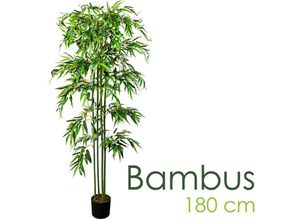 4260360527906 - Bambus Bambus-Strauch Kunstbaum Kunstpflanze Bambusbaum Baum Künstliche Pflanze Bamboo Künstlich Echtholzstamm Deko Innendekoration 180 cm Decovego