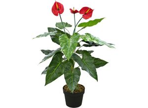 4260360529573 - Anthurie Flamingoblume Kunstpflanze Künstliche Pflanze mit Blüten 83cm Decovego