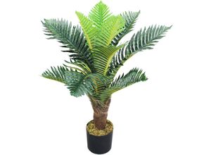 4260360536694 - Künstliche Palme groß Kunstpalme Kunstpflanze Palme künstlich wie echt Plastikpflanze Balkon Farnpalme Palmenfarn Deko 65 cm hoch Decovego