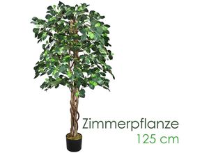 4260360537028 - Schefflera Kunstpflanze Künstliche Pflanze Kunstlicher Baum Kunstbaum mit Echtholz 125cm Decovego