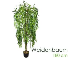 4260360537080 - Weide Weidenbaum Kunstpflanze Kunstbaum Künstliche Pflanze mit Echtholz 180 cm Decovego