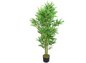 4260360537110 - Bambus Bambus-Strauch Kunstpflanze Kunstbaum Bambusbaum Baum Künstliche Pflanze Bamboo Künstlich Echtholzstamm Innendekoration Deko 120 cm Decovego