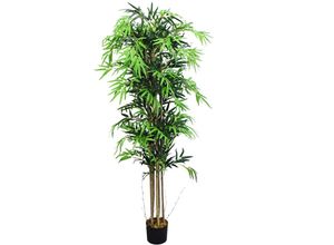 4260360537127 - Bambus Bambus-Strauch Kunstpflanze Kunstbaum Bambusbaum Baum Künstliche Pflanze Bamboo Künstlich Echtholzstamm Innendekoration Deko 180 cm Decovego