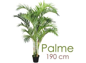 4260360548338 - Künstliche Palme groß Kunstpalme Kunstpflanze Palme künstlich wie echt Plastikpflanze Arekapalme 190 cm hoch Balkon Dekoration Deko Decovego