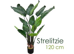 4260360548383 - Strelitzie Strelizie Paradiesvogelblume Kunstpflanze Künstliche Pflanze 120 cm Kunstblume Innendekoration Kunst Pflanze wie echt im Topf Decovego