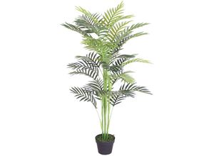 4260360548437 - Künstliche Palme Pflanze Kunstpflanze Palmbaum Fächerpalme Deko Zimmerpflanze Kunstbaum künstlich im Kunststofftopf Plastikpflanze 120 cm Decovego