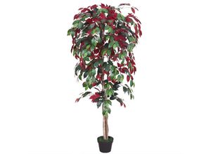 4260360548727 - Roter Ficus Benjamin Birkenfeige Kunstpflanze Kunstbaum Künstlich 150cm Decovego