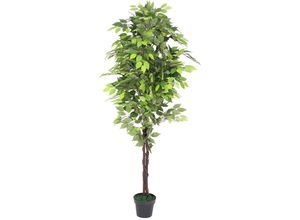 4260360548741 - Kunstpflanze Künstliche Pflanze Benjamin Ficus Künstlich im Topf Pflanzen Zimmerpflanze mit Echtholz 180 cm wie Echt Deko Innendekoration 180 cm