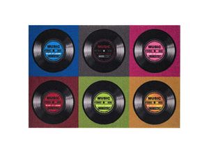 4260361754226 - Rockbites - Record Music Fußmatte 6 LPs multicolor aus 100 % Polyamid mit rutschfester PVC-Unterseite