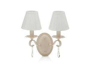 4260361982001 - - Brionia Wandkerzenlampe Beige mit plissierten Satin-Kerzenlampenschirmen 2-flammig E14