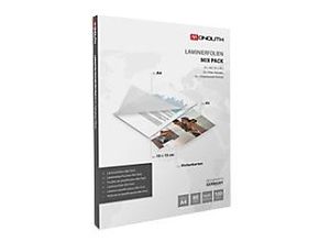 4260368032921 - Laminierfolien Mix Pack - 4 verschiedene Grössen - Glasklar - 80 Mikron (2 x 80) - Transparent - 50 Hüllen - Monolith