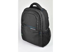 4260368034253 - Monolith Laptop-Rucksack 156  Blue Line - Multifunktionsrucksack - Schwarz - Recycelter Kunststoff Body - 430 mm Höhe x 320 mm Breite x 140 mm Tiefe