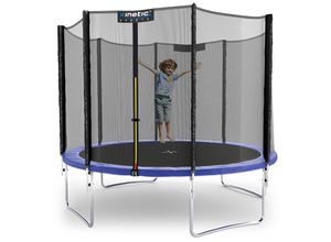 4260378780157 - KINETIC SPORTS Trampolin Outdoor Ø 183 244 305 366 400 430 490 cm - TÜV Rheinland GS-geprüft SALTO Kindertrampolin Set mit Netz Randpolster USA Sprungruch - Gartentrampolin bis zu 160kg blau 305 cm Ø 305 cm blau