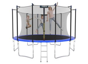 4260378780164 - KINETIC SPORTS Trampolin Outdoor SALTO Ø 183 244 305 366 400 430 490 cm -TÜV Rheinland geprüft Kindertrampolin Set mit Netz Randpolster USA Sprungtuch - Gartentrampolin bis zu 160kg Blau Ø 366 cm Ø 366 cm Blau