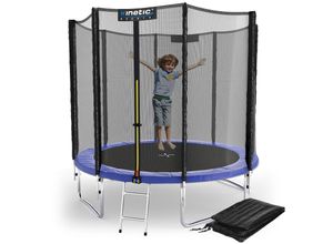 4260378786241 - KINETIC SPORTS Trampolin Outdoor Salto Plus Ø 183 244 305 366 400 430 490 cm - TÜV Rheinland geprüft Komplett-Set für Kinder USA Sprungtuch Netz Randpolster Leiter - bis zu 160kg Blau-2 Ø 244 cm Ø 244 cm Blau-2