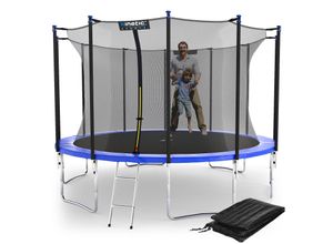 4260378786302 - KINETIC SPORTS Trampolin Outdoor Salto Plus Ø 183 244 305 366 400 430 490 cm - TÜV Rheinland geprüft Komplett-Set für Kinder USA Sprungtuch Netz Randpolster Leiter - bis zu 160kg Blau-2 Ø 366 cm Ø 366 cm Blau-2