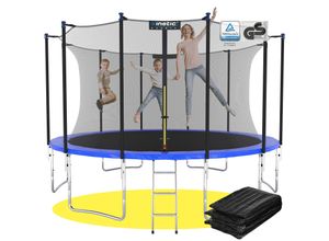 4260378786326 - KINETIC SPORTS Trampolin Outdoor Salto Plus Ø 183 244 305 366 400 430 490 cm - TÜV Rheinland geprüft Komplett-Set für Kinder USA Sprungtuch Netz Randpolster Leiter - bis zu 160kg Blau-2 Ø 430 cm Ø 430 cm Blau-2