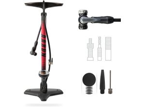 4260379344396 - AARON Luftpumpe Sport One in Rot Fahrrad-Stand-Pumpe für alle Ventile mit Manometer