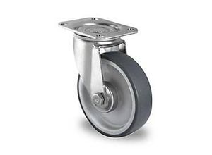 4260390220457 - CASCOO Lenkrolle P2V2 mit Rad-ø 160 mm x B 40 mm Polypropylen-Felge Elastomer-Lauffläche grau Rollenlager bis 200 kg