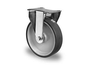 4260390220471 - CASCOO Bockrolle P2V2 mit Rad-ø 160 mm x B 40 mm Polypropylen-Felge Elastomer-Lauffläche grau Rollenlager bis 200 kg