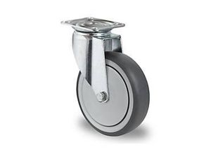 4260390229276 - CASCOO Lenkrolle P2T2 mit Rad-ø 125 mm x B 32 mm Polypropylen-Felge Elastomer-Lauffläche grau Kugellager bis 100 kg