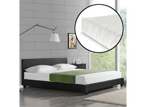 4260390265854 - [corium] - Kunstlederbett Albacete mit Matratze Kunstleder 160x200 schwarz Corium - Schwarz