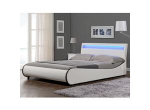 4260390266912 - [corium] - led Polsterbett Valencia 180x200cm Weiß mit schwarzer Kante Weiß