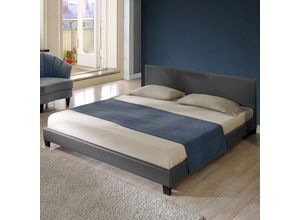 4260390267766 - [corium] - Kunstlederbett Albacete 180x200 cm Dunkel Grau corium - Grau