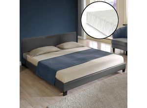 4260390267780 - [corium] - Kunstlederbett Albacete mit Matratze 180x200 dunkelgrau Corium - Dunkelgrau