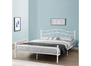 4260390269852 - [encasa] - Metallbett Florenz 160x200 cm Weiß encasa - Weiß