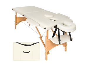 4260397657706 - tectake® 2 Zonen Massageliege mit Holzgestell verstellbare Ablagen für Kopf und Arme 210 x 95 x 62 - 84 cm