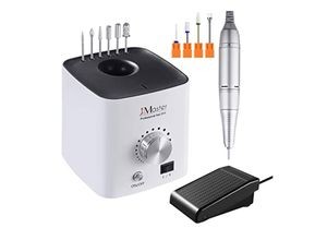 4260397841853 - JCMASTER EU2031B-MCE4 Premium Nagelfräser Set - Fräser elektrisch Inkl 10 Aufsätze - Gelnägel & Acrylnägel - Diamant & Keramik Bits - 30000 U Min - Fußpedal