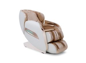 4260397849224 - NAIPO Massagesessel Shiatsu Massagestuhl Zero Gravity für Ganzkörper mit Heizung SL Track Klopfen Kneten Luft-Massage-System USB Bluetooth 3D Surround Sound Musik Für Zuhause und Büro WeissGold