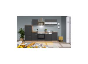 4260407690594 - Küchenzeile ca 280 cm mit Kühlschrank und Geschirrspüler - versch Ausführungen - grau