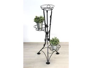 4260407935282 - Blumentreppe Metall Schwarz 100 cm Blumenständer mit 3 Ablagen KW041 Blumensäule Pflanzenständer Pflanzensäule Blumenhocker - Dandibo