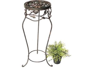 4260407939853 - - Blumenhocker Metall Schwarz Rund 65 cm Blumenständer 18215 Blumensäule Antik Pflanzenständer Pflanzenhocker Vintage