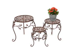 4260407939921 - Dandibo - Blumenhocker 3er Set Metall Braun 25 - 35 cm Blumenständer 93992 Blumensäule Antik Pflanzenständer Pflanzenhocker