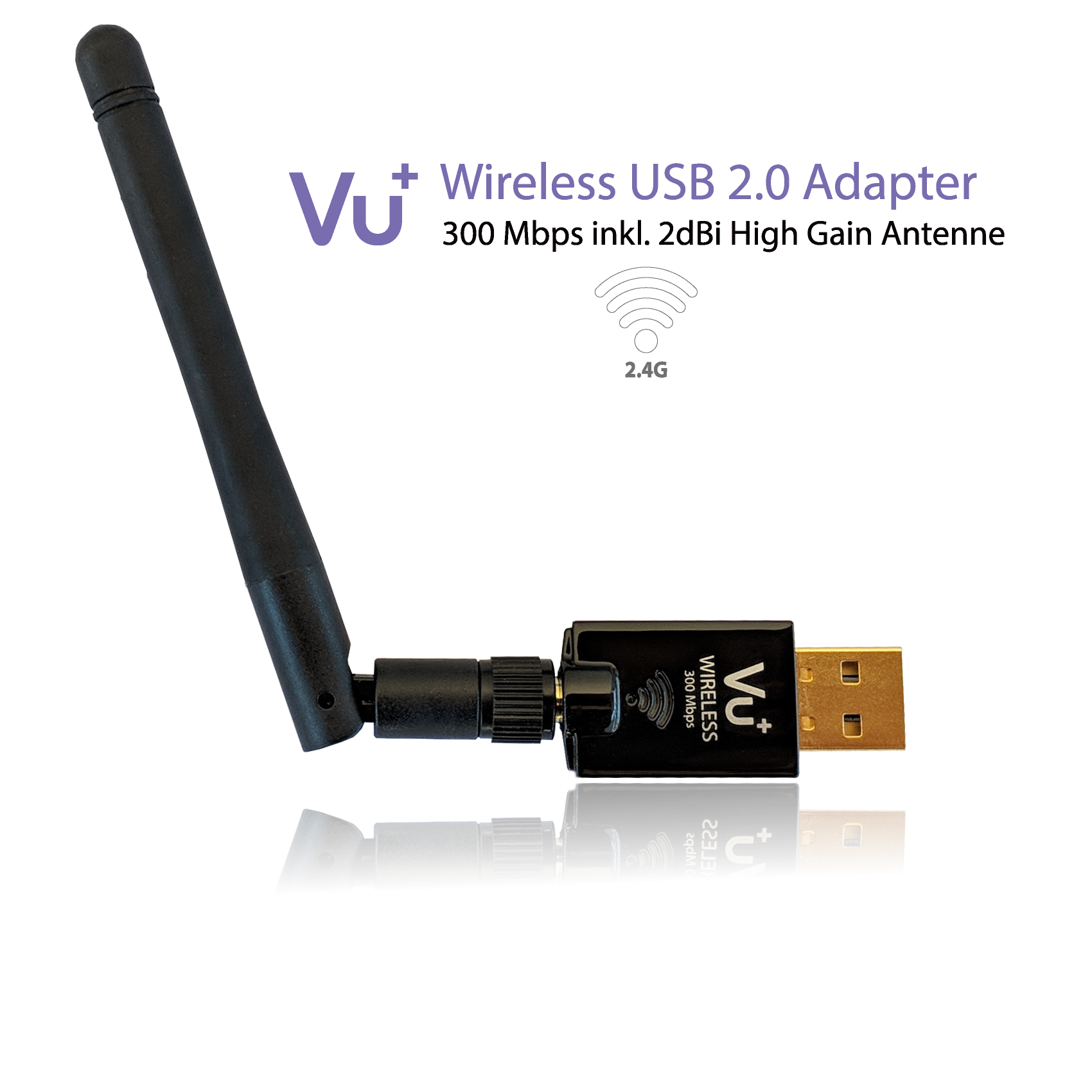 4260408985712 - VU+ WLAN USB Adapter 300 Mbps incl Antenne (VU+ WIRELESS USB 20)