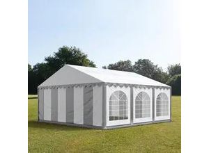 4260409145221 - PRO 5x6m Partyzelt PVC-Plane grau-weiß mit Bodenrahmen - (7189)