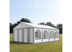 4260409148253 - PRO 6x8m Partyzelt PVC-Plane grau-weiß mit Bodenrahmen - (7696BL)