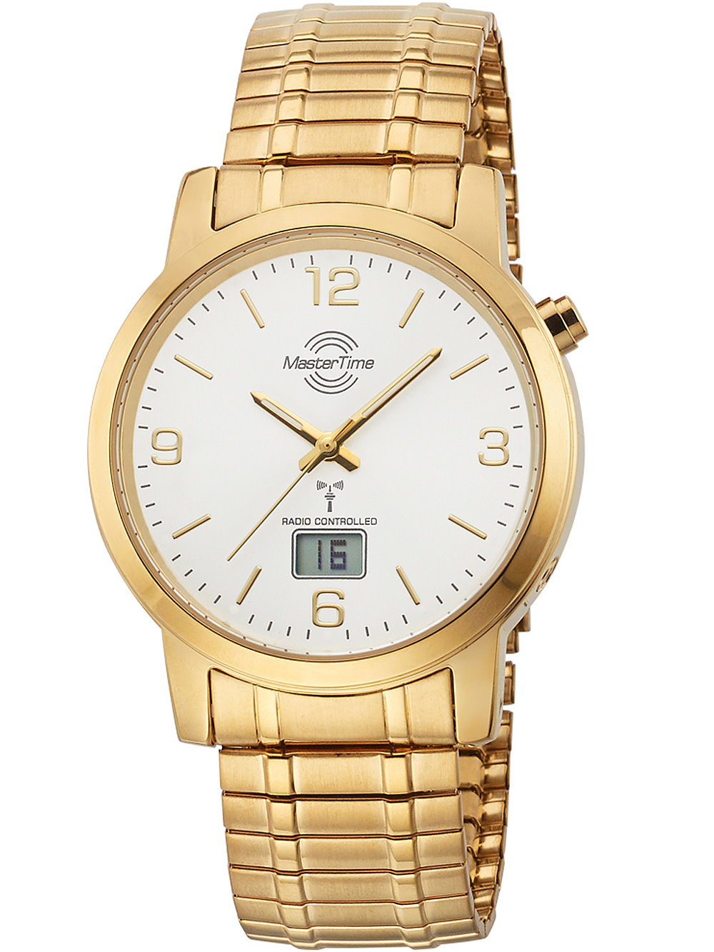 4260411150077 - MasterTime Master Time Herren-Funkuhr Basic gold - MTGA-10312-12M