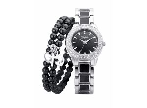 4260411159377 - Quarzuhr BUFFALO Armbanduhren schwarz (silberfarben schwarz) Damen Quarzuhren Armbanduhr Damenuhr ideal auch als Geschenk