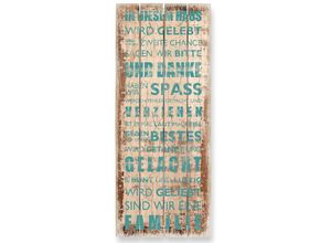 4260412360840 - Holzbild WALL-ART In diesem Haus - Panorama Bilder Gr B H 40 cm x 100 cm Schriftzug Panorama blau (türkis) Holzbilder Holzschild modern